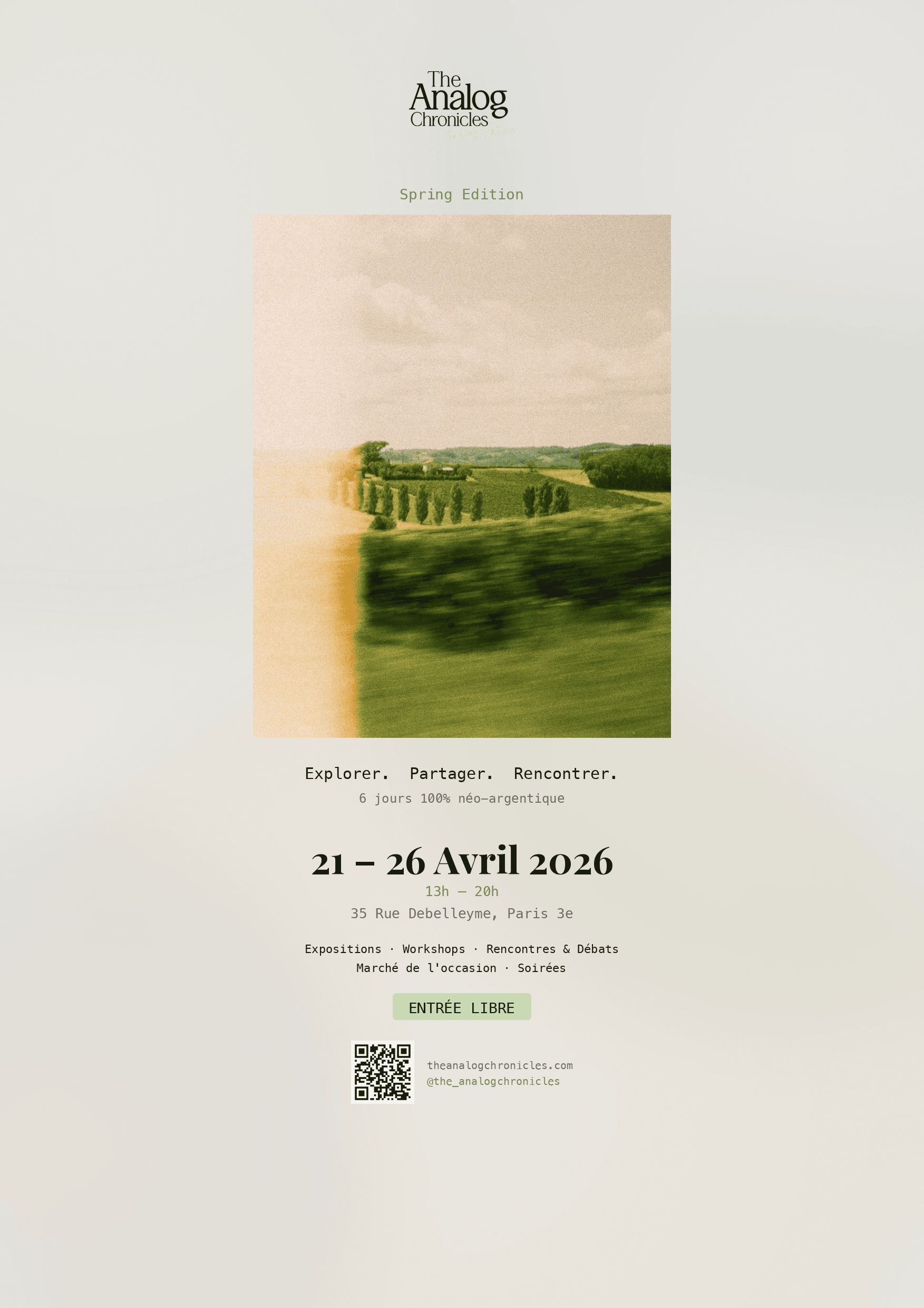 Affiche officielle de la Spring Edition 2026 — 21-26 avril, 35 rue Debelleyme, Paris
